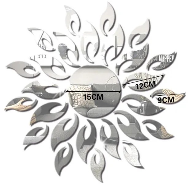 Oglindă adezivă pentru perete Ambiance Sun