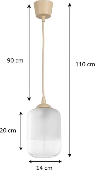 Brilagi - Lustră LED pe cablu RETRO GLASS 1xE27/60W/230V Ø 14 cm bej/alb