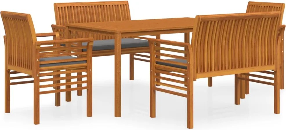 vidaXL Set mobilier de exterior cu perne, 5 piese, lemn masiv acacia