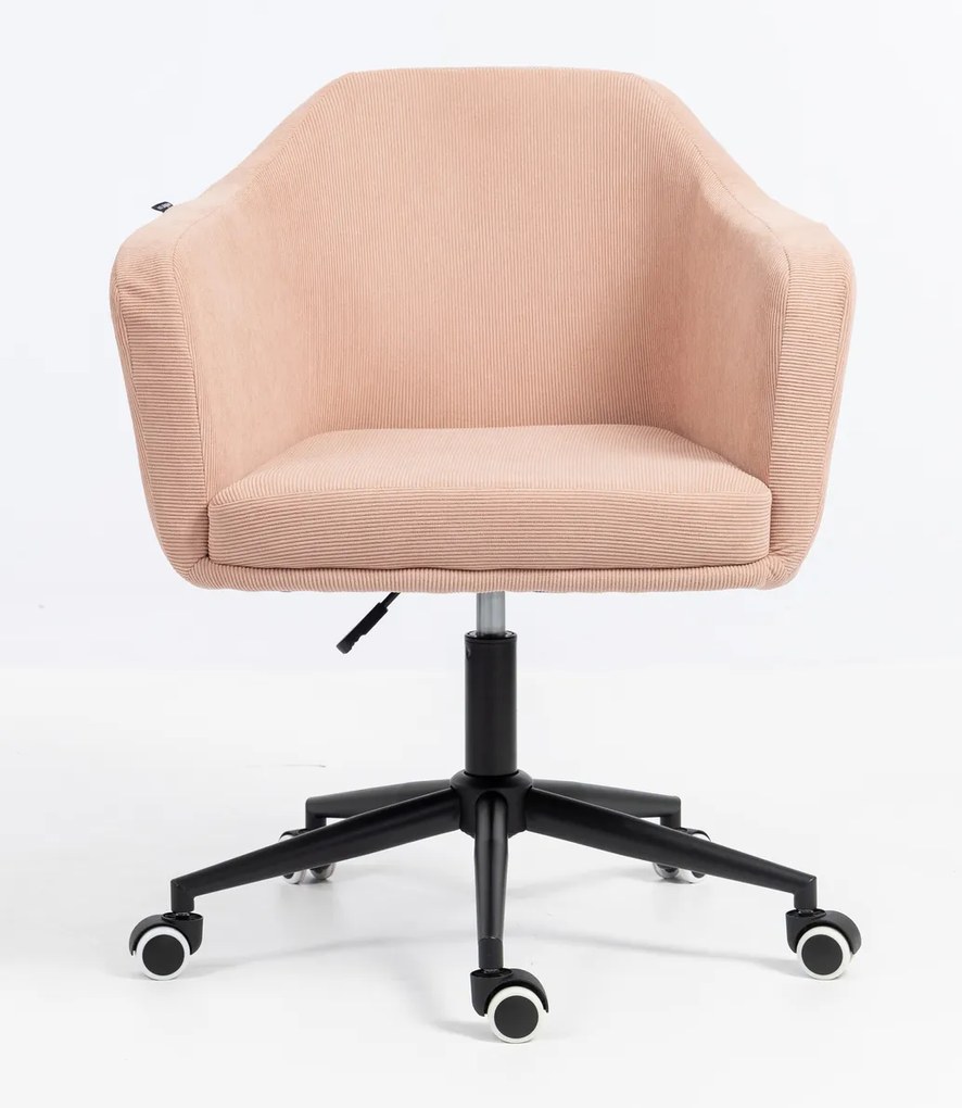 HR832K Scaun Catifea Reiată Premium culoare Roz prăfuit Litchi cu Bază Neagră