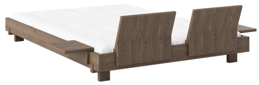 Pat matrimonial maro din lemn de pin cu somieră 140x200 cm Social – Karup Design
