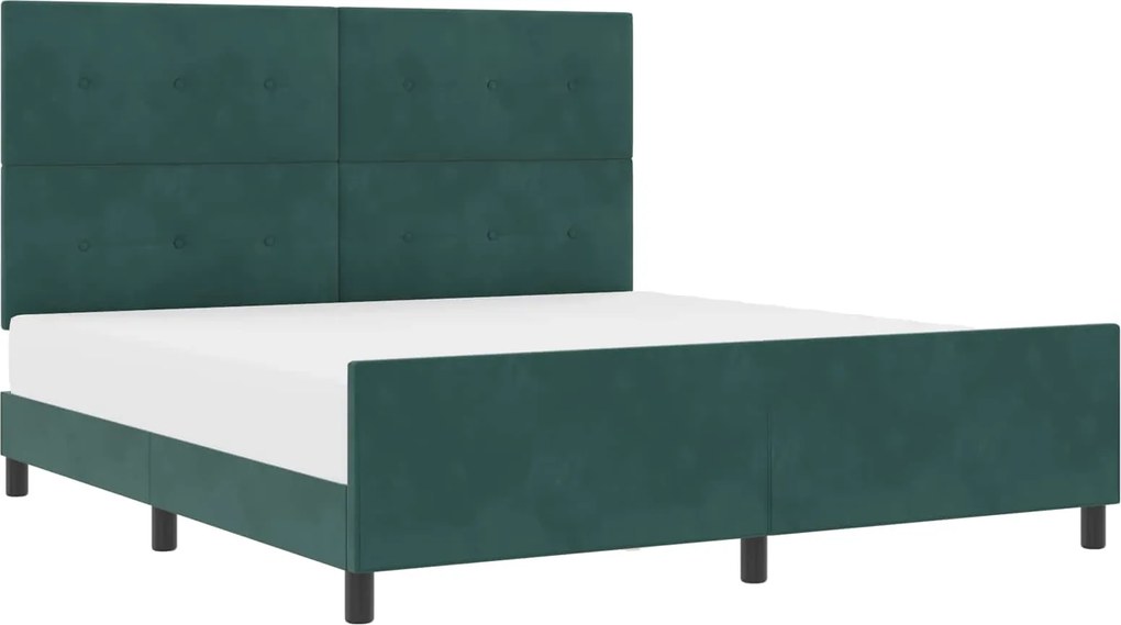 vidaXL Pat cu arcuri cu headboard Verde închis 180 x 200 cm Catifea