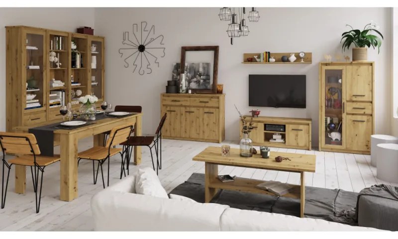 Dulap Living Vitrina AIRON 1D1W1S Stejar Artisan