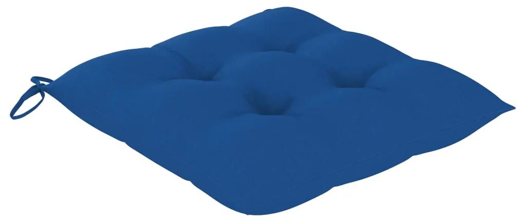 Scaune de masa cu perne albastre, 6 buc., lemn masiv de tec 6, Albastru