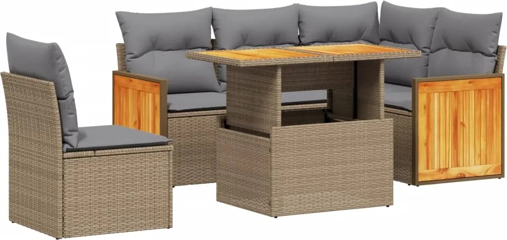 vidaXL Set canapele de grădină cu perne, 6 piese, bej, poliratan