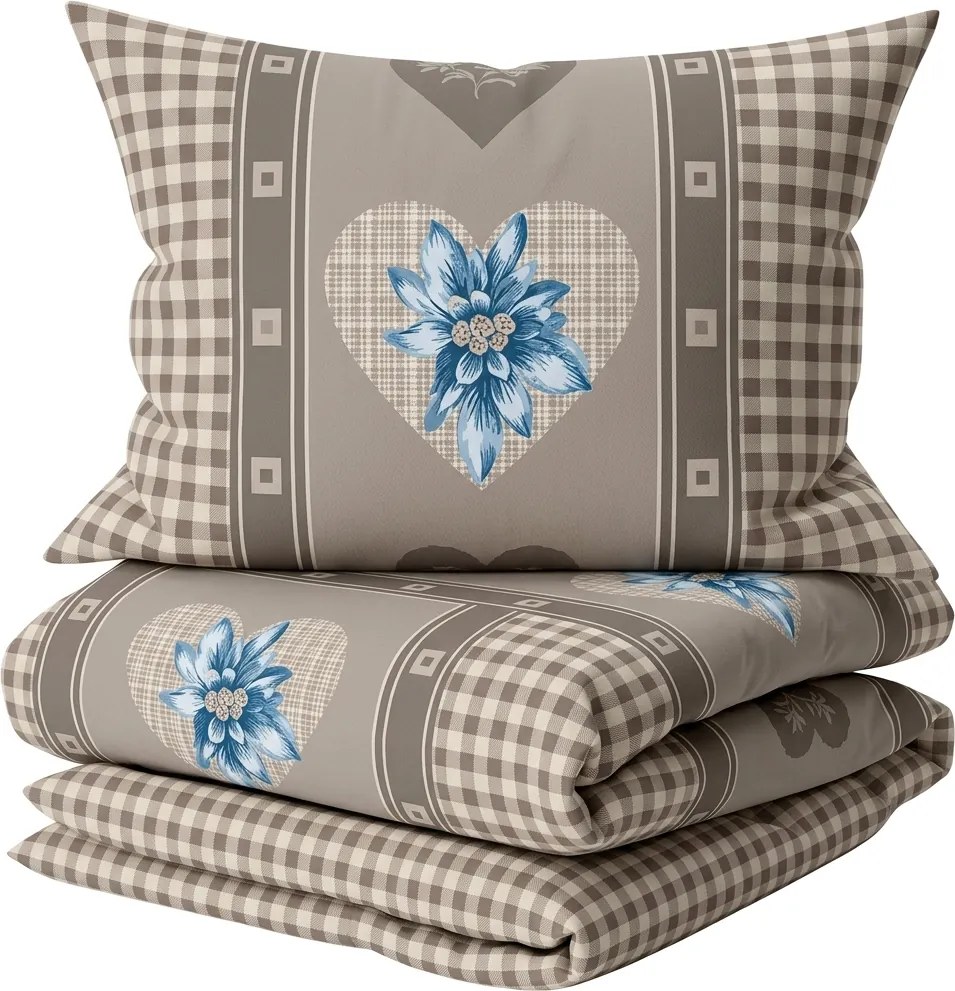 Lenjerie de pat flanel HEART RETRO maro Dimensiune lenjerie de pat: 70 x 90 cm | 140 x 220 cm