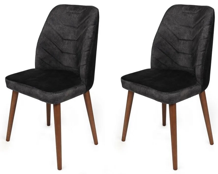 Set de scaune de sufragerie Dallas Anthracite andWalnut, 2 buc.