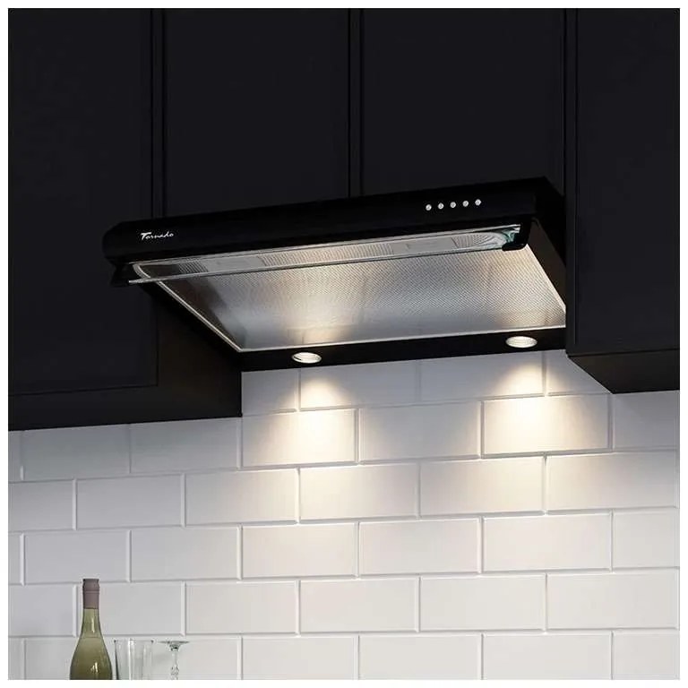 Hota traditionala Tornado Bona 10 (50) LED, 1 motor, latime 50 cm, absorbtie 380 m3/ora, filtru anti-grasimi aluminiu 5 straturi, Negru