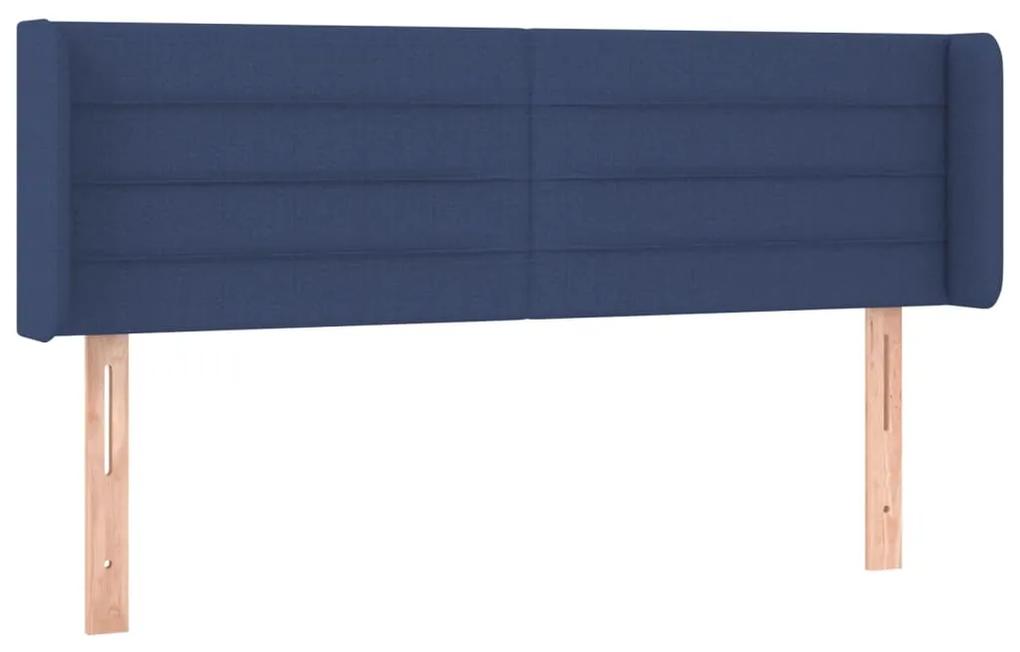3118912 vidaXL Tăblie de pat cu aripioare, albastru, 147x16x78/88 cm textil