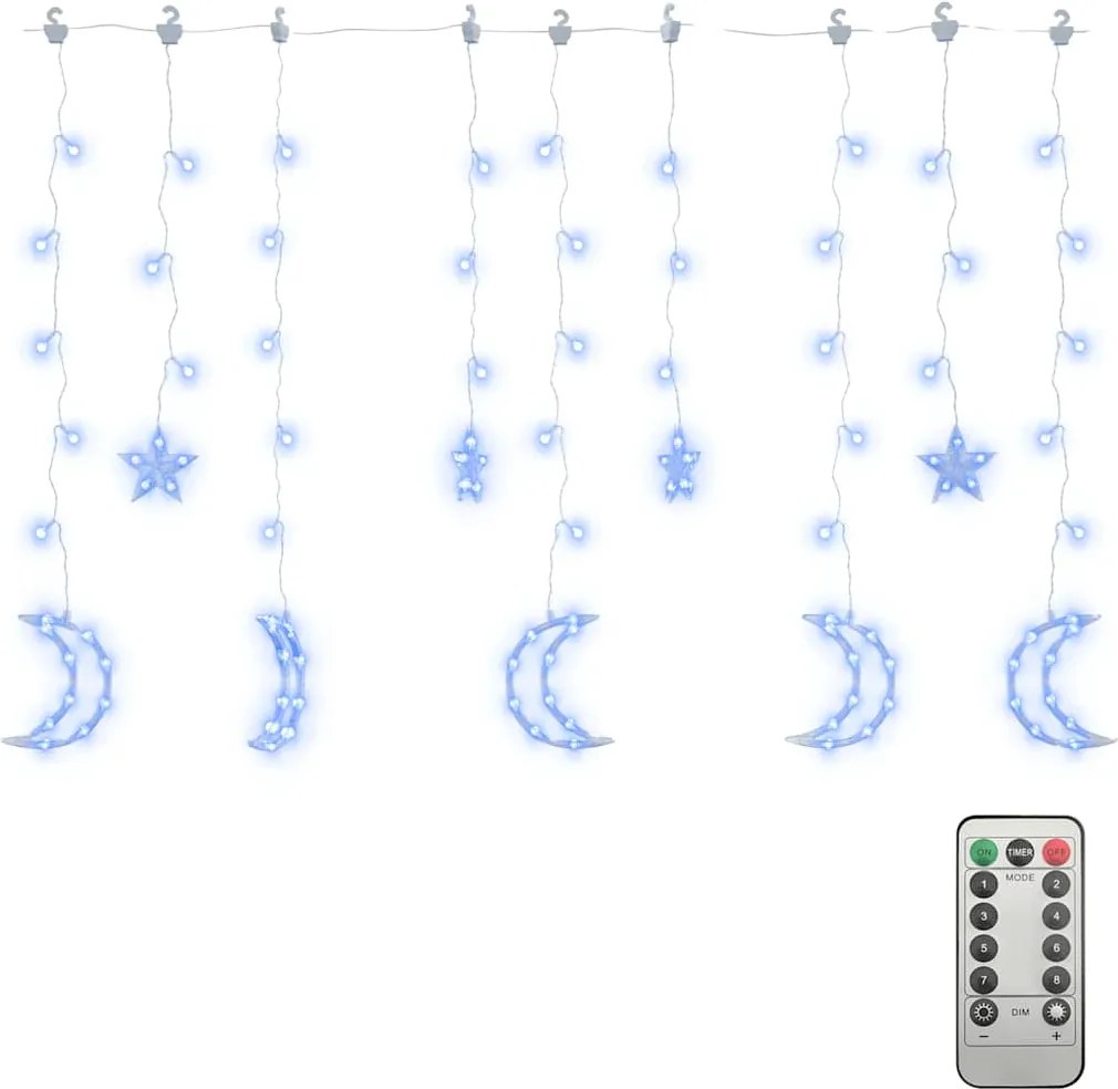 vidaXL Lumini lună și stele, 345 LED-uri, albastru, cu telecomandă