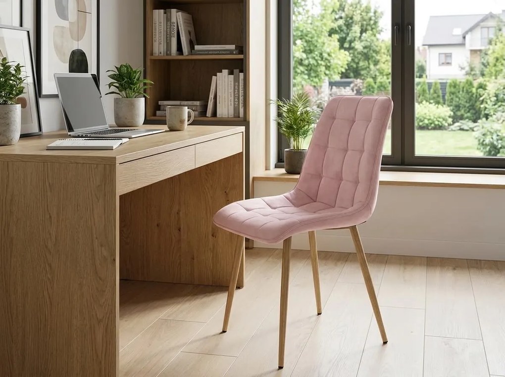 Scaun de masa SPLIT VELVET, roz deschis