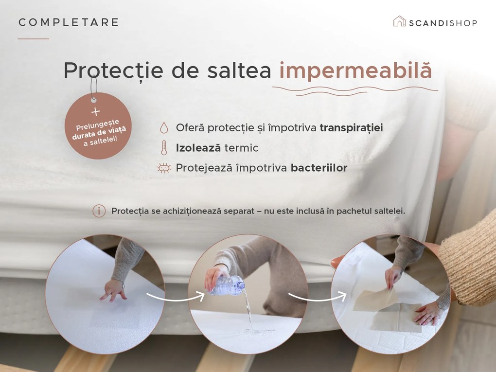 Saltea cu arcuri impachetate individual si fibra de cosos COCO MAXI 20 cm 180x200 cm Protectie saltea: Incluzind protectia de saltea