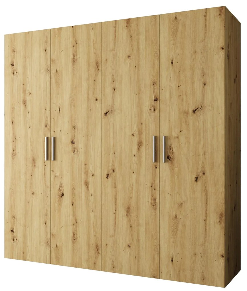 Dulap de haine 200 cm Borry 1 (Stejar artisan + Argintiu). 1125768