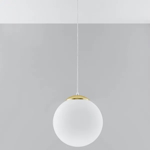 Sollux SL.0716 - Pendul TOYA pe cablu, 1 x E27, 60W, 230V, Ø 30 cm, alb/auriu