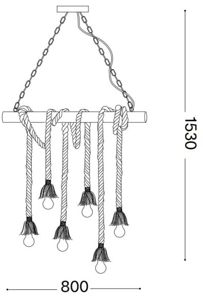 Lustră pe cablu Ideal Lux CANAPA 6xE27/15W/230V maro