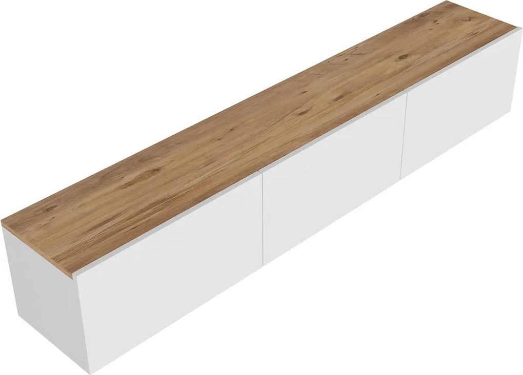 Comoda TV, Hanah Home, West, 150x30x32 cm, Alb/Pin Atlantic