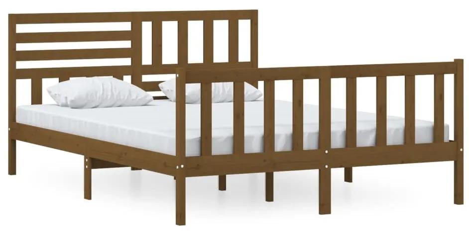 3101161 vidaXL Cadru de pat, maro miere, 150x200 cm, lemn masiv King Size