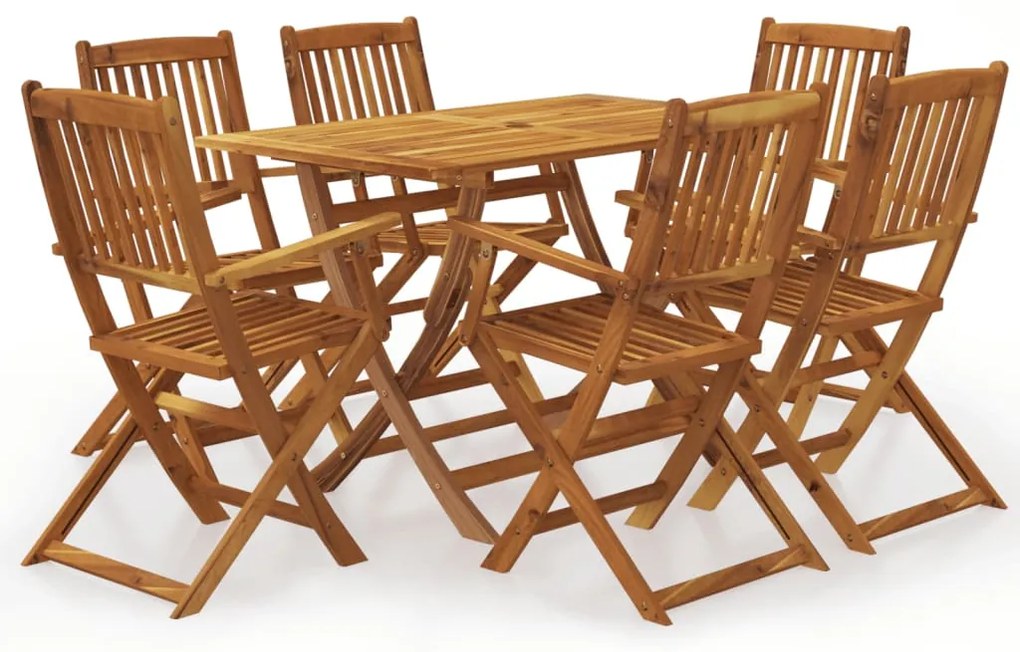 vidaXL Set mobilier de grădină pliabil, 7 piese, lemn masiv acacia