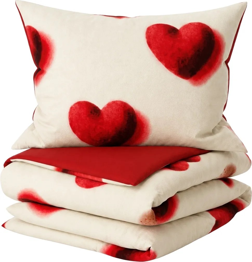 Lenjerie de pat cocolino DUO SENSE HEARTELLE crem microplus/flanel Dimensiune lenjerie de pat: 70 x 90 cm | 140 x 200 cm