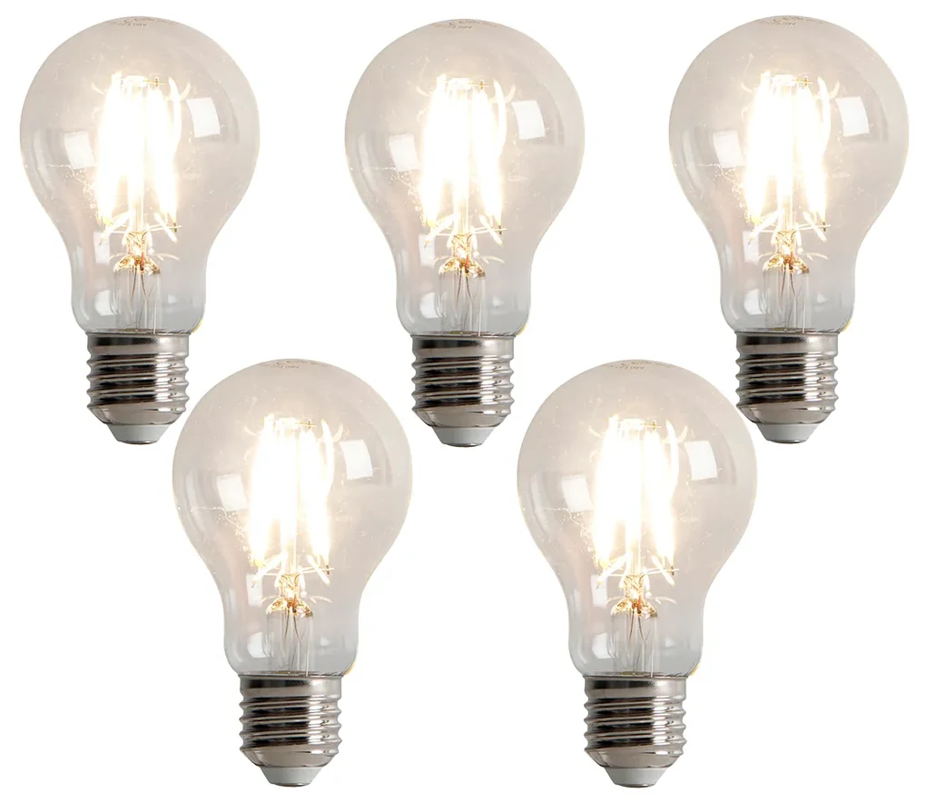 Set de 5 becuri LED E27 reglabile în 3 trepte A60 5W 500lm 2700K