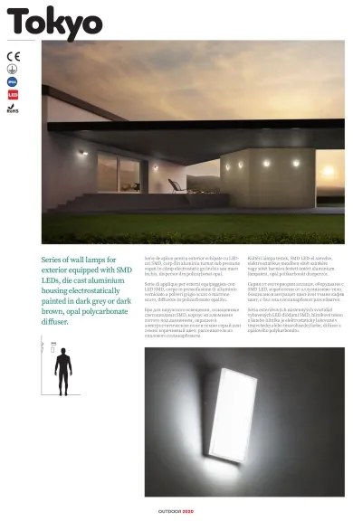 Aplică LED de exterior TOKYO LED/12W/230V 3000K IP54 maro Redo 90021