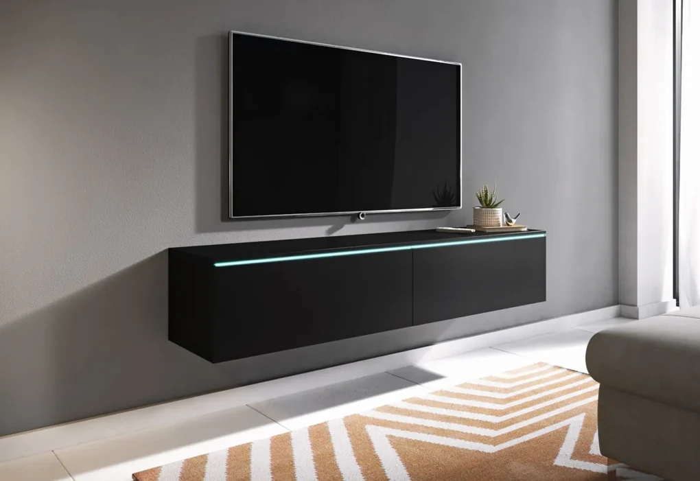 Supermobel Comoda TV LOWBOARD D 180, 180x30x32, stejar wotan/alb luciu