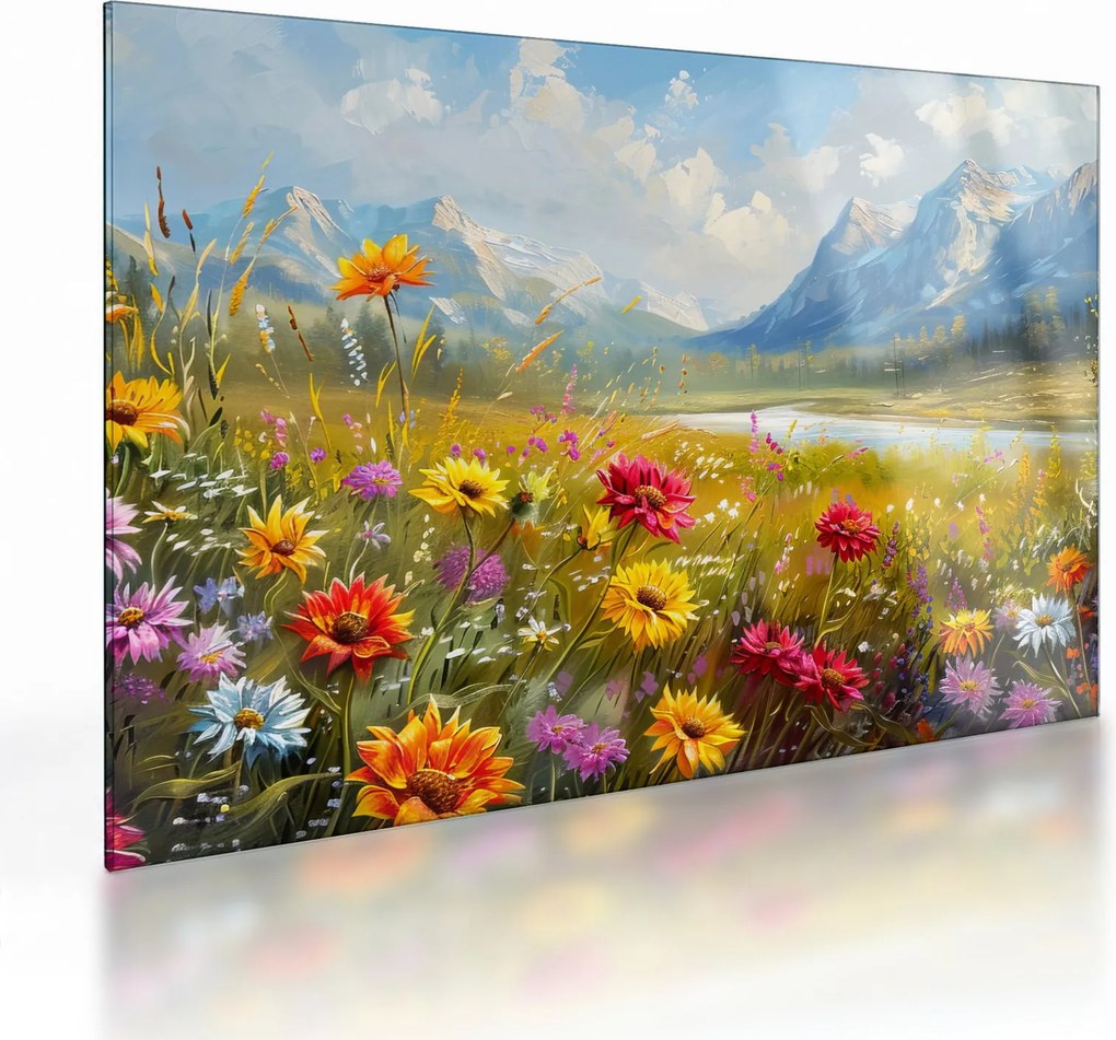 Tablou pe sticlă - Peisaj pictat (70x50 cm)