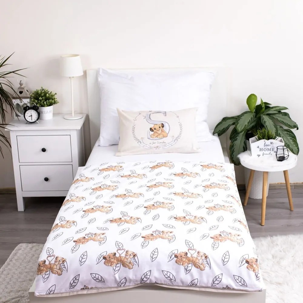 Lenjerie de pat pentru copii galben-deschis din bumbac pentru pătuț 100x135 cm Lion King "Best Friends" – Jerry Fabrics