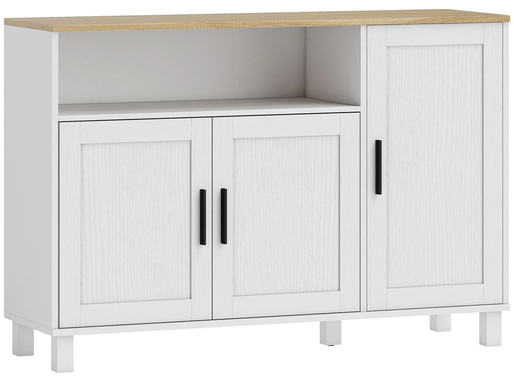 HOMCOM Dulap de Bucătărie cu Uși Amortizate, Compartiment Deschis și 2 Dulapuri Alb | Aosom Romania