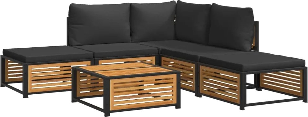 vidaXL Set de canapele grădină cu perne, 6 piese, lemn masiv acacia