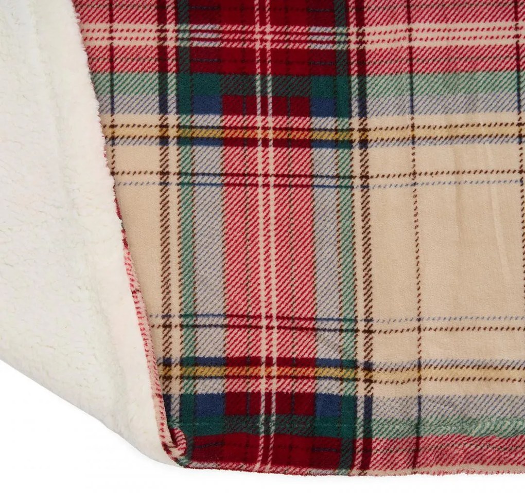 PATURA FLEECE 200X220 CM-CAROURI BEJ | Produs de Calitate Superioară