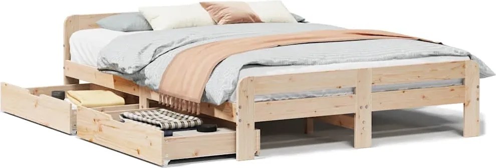 vidaXL Cadru de pat fără saltea, 150x200 cm, lemn masiv pin