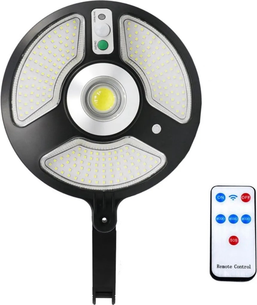 Lampa Solara Rotunda cu Senzor de Miscare, Suport Reglabil 360, IPX65 si Telecomanda