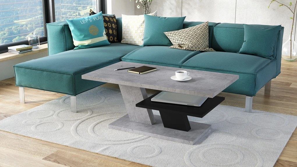 CLIFF MAT beton / negru, masuta de cafea