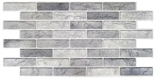 Panou decorativ, PVC, model caramida 3D, nuante gri deschis, 96x48.5cm