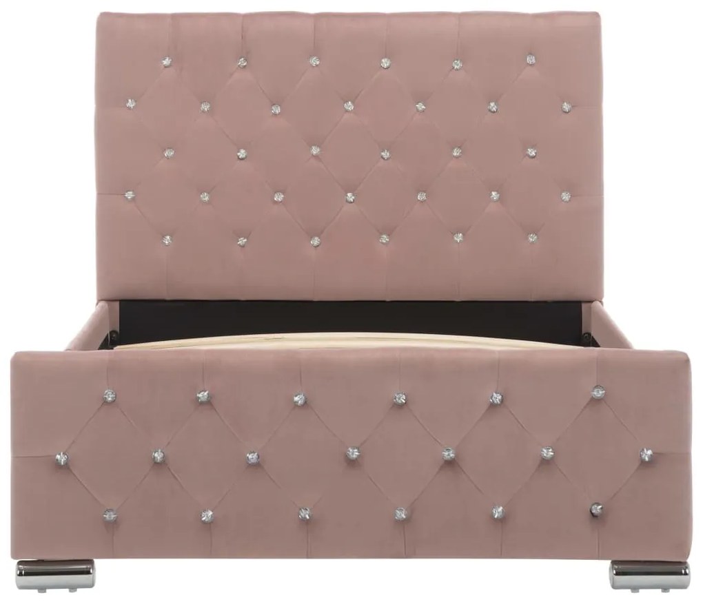 Cadru de pat, roz, 100 x 200 cm, catifea