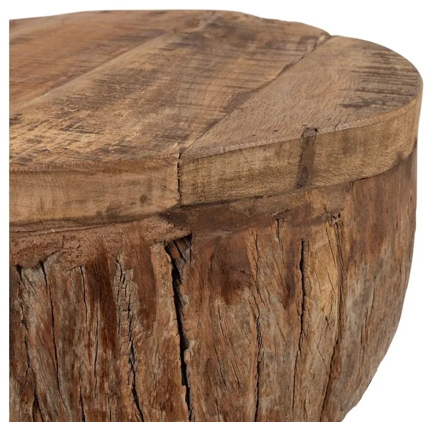 Masuta de cafea din lemn reciclat, 40 cm, aspect rustic