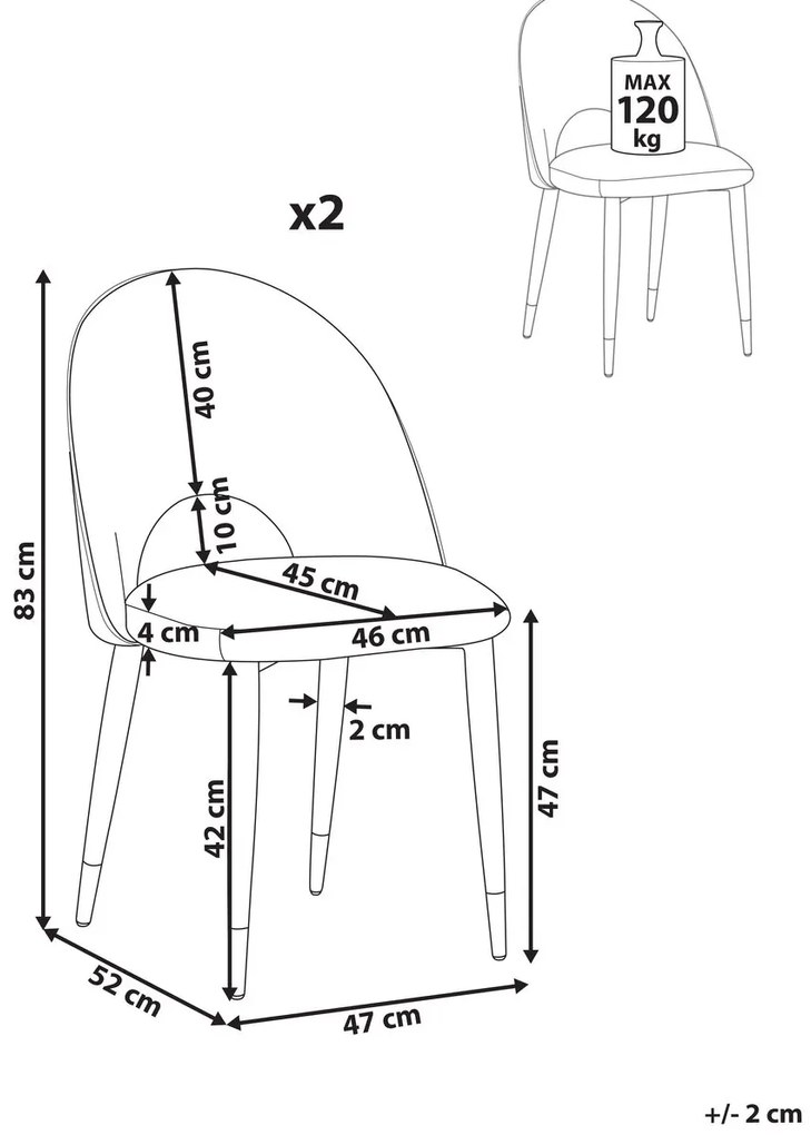 Set 2 buc. scaune pentru sufragerie MAGI (stofă) (albastru). 1018795