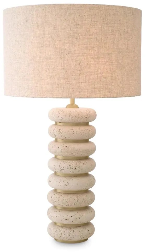Veioza, Lampa de masa LUX cu baza din travertin Baron