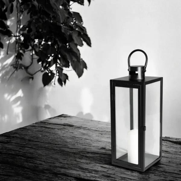 Felinar decorativ negru, 38 cm