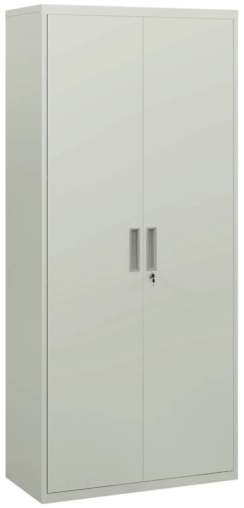 HOMCOM Dulap de Depozitare pentru Birou cu 5 Niveluri, Dulap Metalic cu 2 Uși și 4 Rafturi Reglabile, 80x40x180 cm, Alb