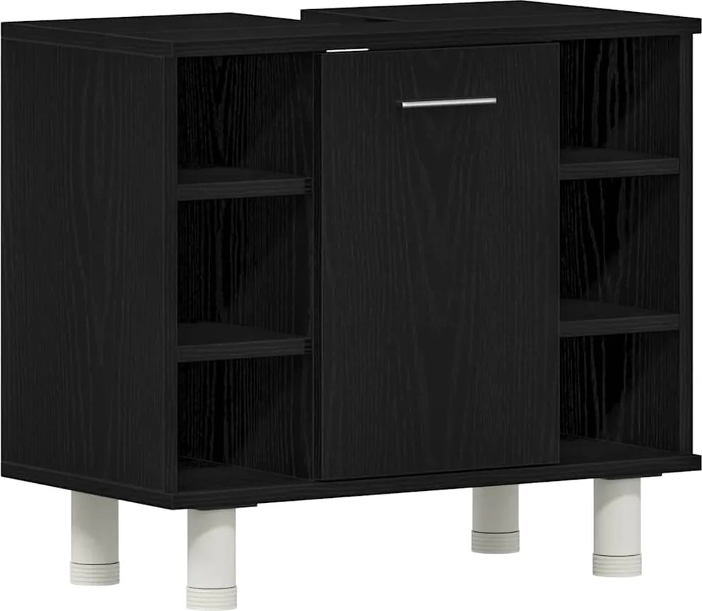 vidaXL Dulap de Baie cu ușă Stejar Negru 60 x 32 x 54 cm Lemn compozit