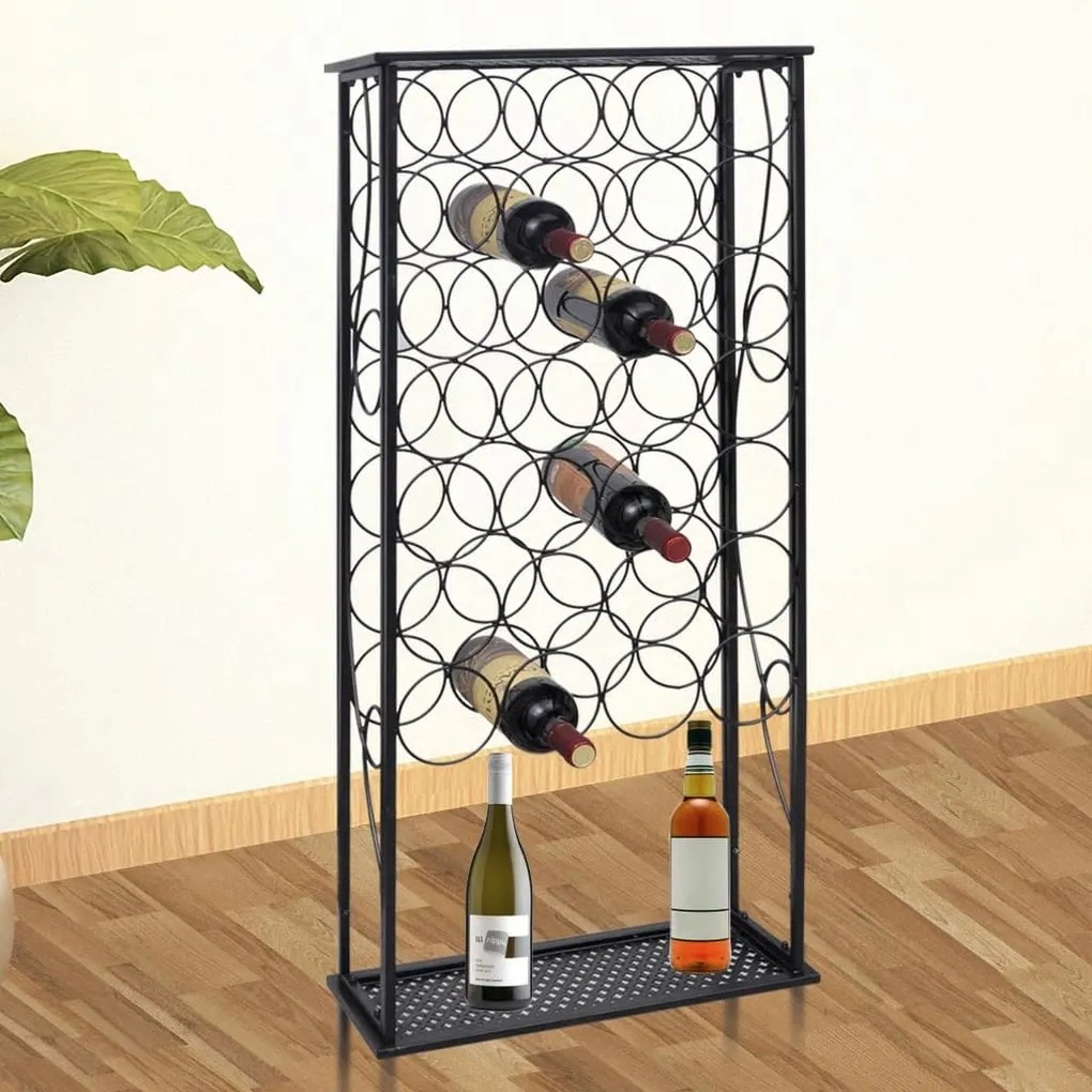 vidaXL Suport sticle de vin pentru 28 de sticle, metal