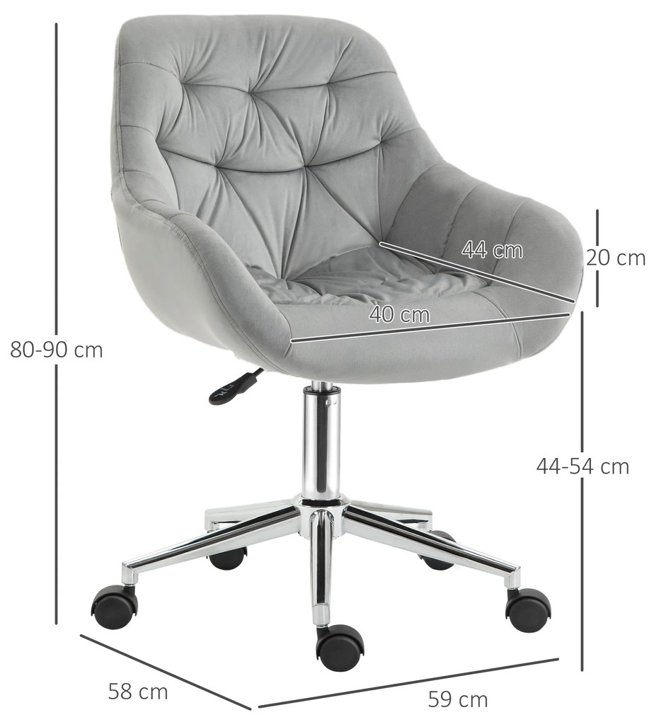 Vinsetto scaun ergonomic de birou, 59x58x80-90 cm, gri | Aosom Romania