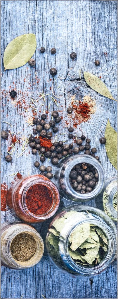 ANDRE 33550 covor lavabil condimente bucatarie, anti-alunecare - albastru / verde