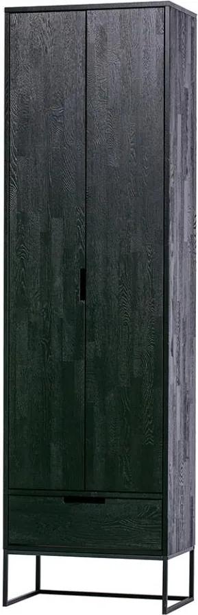 Dulap negru din lemn de frasin si metal 210 cm Silas