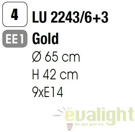 Candelabru stil clasic cu 9 brate Marie Claire auriu LU 2243/6+3 gold OR