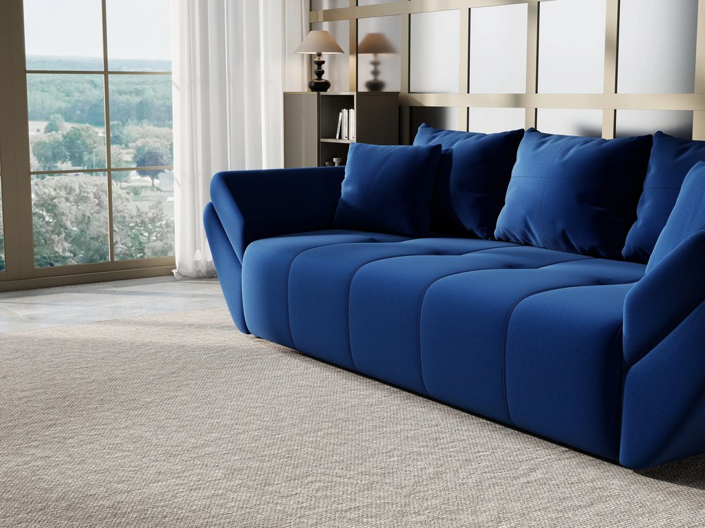 Canapea extensibilă dumonde cu ladă de depozitare si sezut confortabil din spuma high-density, Berlin Royal Blue 250x100 cm