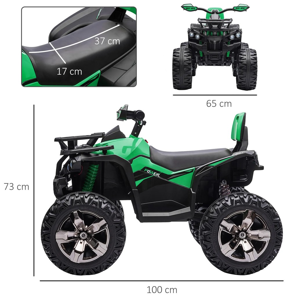 HOMCOM Quad electric 12V pentru copii, verde | Aosom Romania