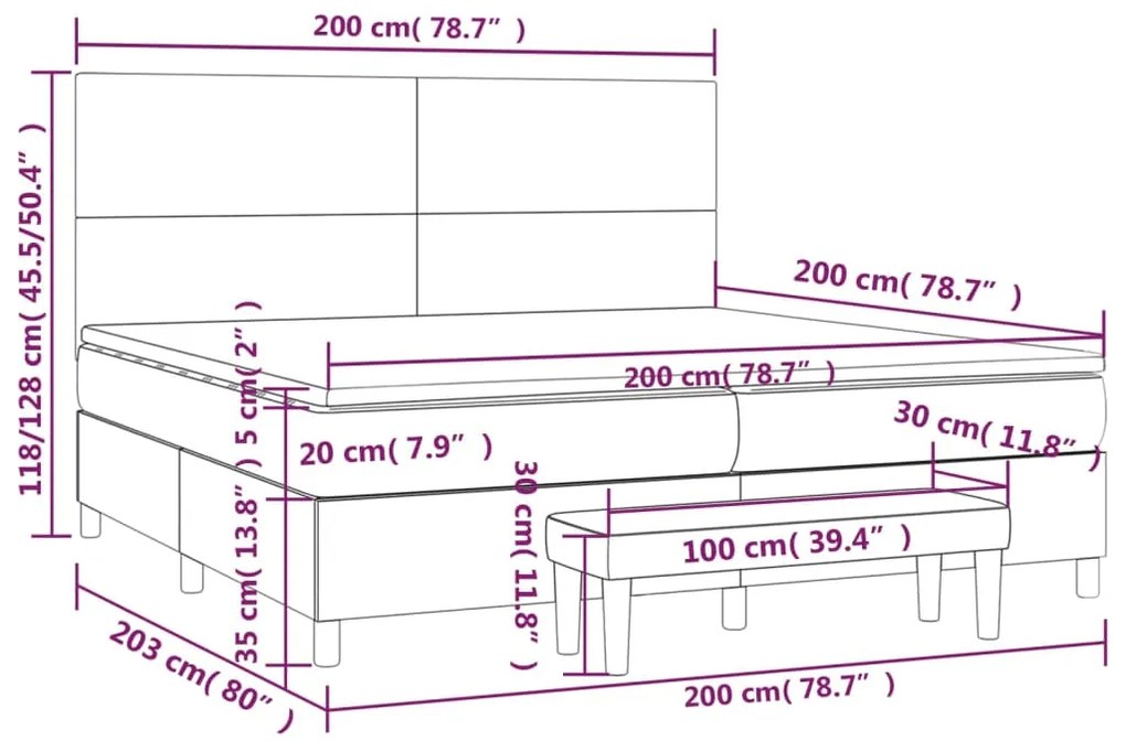 Pat box spring cu saltea, roz, 200x200 cm, catifea Roz, 200 x 200 cm, Design simplu